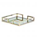 SQUARE TRAY WITH MIRROR GOLD
