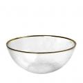 GLASS CLEAR BOWL WITH GOLD RIM DIA:15CM H:7CM