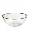 GLASS CLEAR BOWL WITH GOLD RIM DIA:20CM H:7,5CM