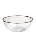 GLASS CLEAR BOWL WITH GOLD RIM DIA:24,5CM H:10CM