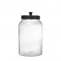 GLASS JAR WITH BLACK METAL LID XL 14,5X14,5X28CM