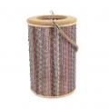 WOOD LANTERN WITH FABRIC WITH 10X10CM GLASS CUP 20X2030,5CM
